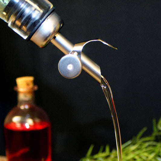 Weighted Oil Pourer with flip top lid and plastic cork